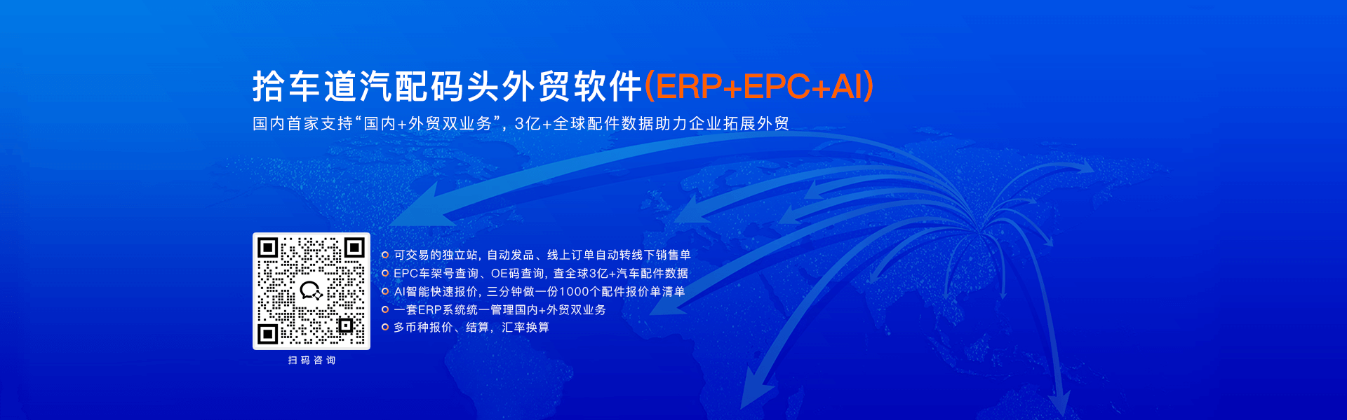 拾车道汽配码头外贸软件(ERP+EPC+AI)